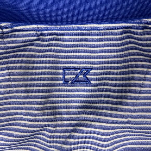 Cutter & Buck Polo Men's XXL Blue Striped Stretchy Performance Golf Shirt - Picture 5 of 7